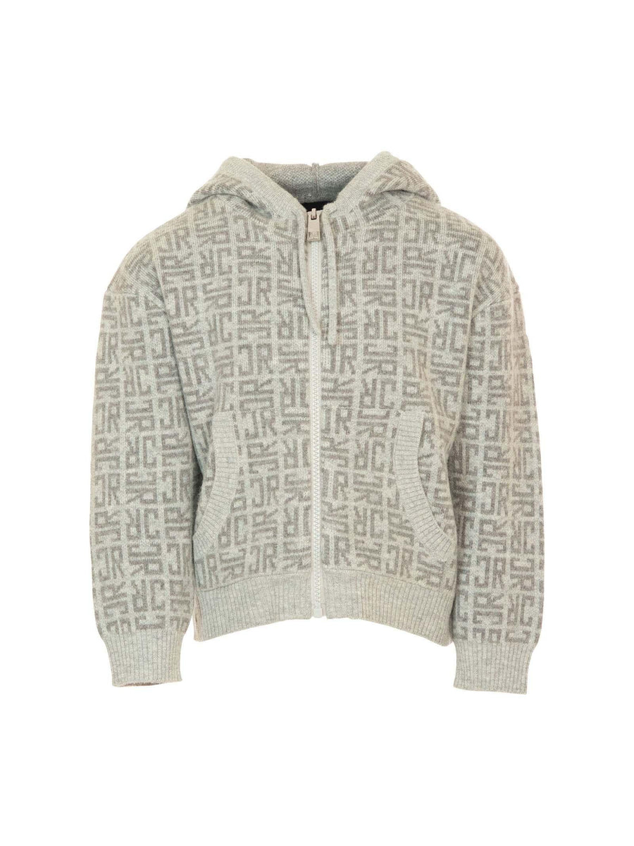 Felpa con zip John Richmond grigia con logo monogram all over RBA25111MA MONOGRAM John Richmond 