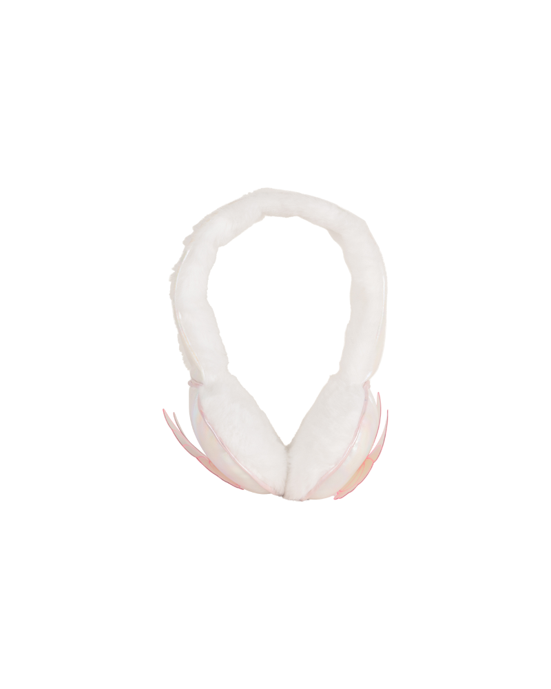 Cuffie in peluche Billie Blush bianche con dettagli iridescenti e farfalle rosa U21506 10P Billie Blush 