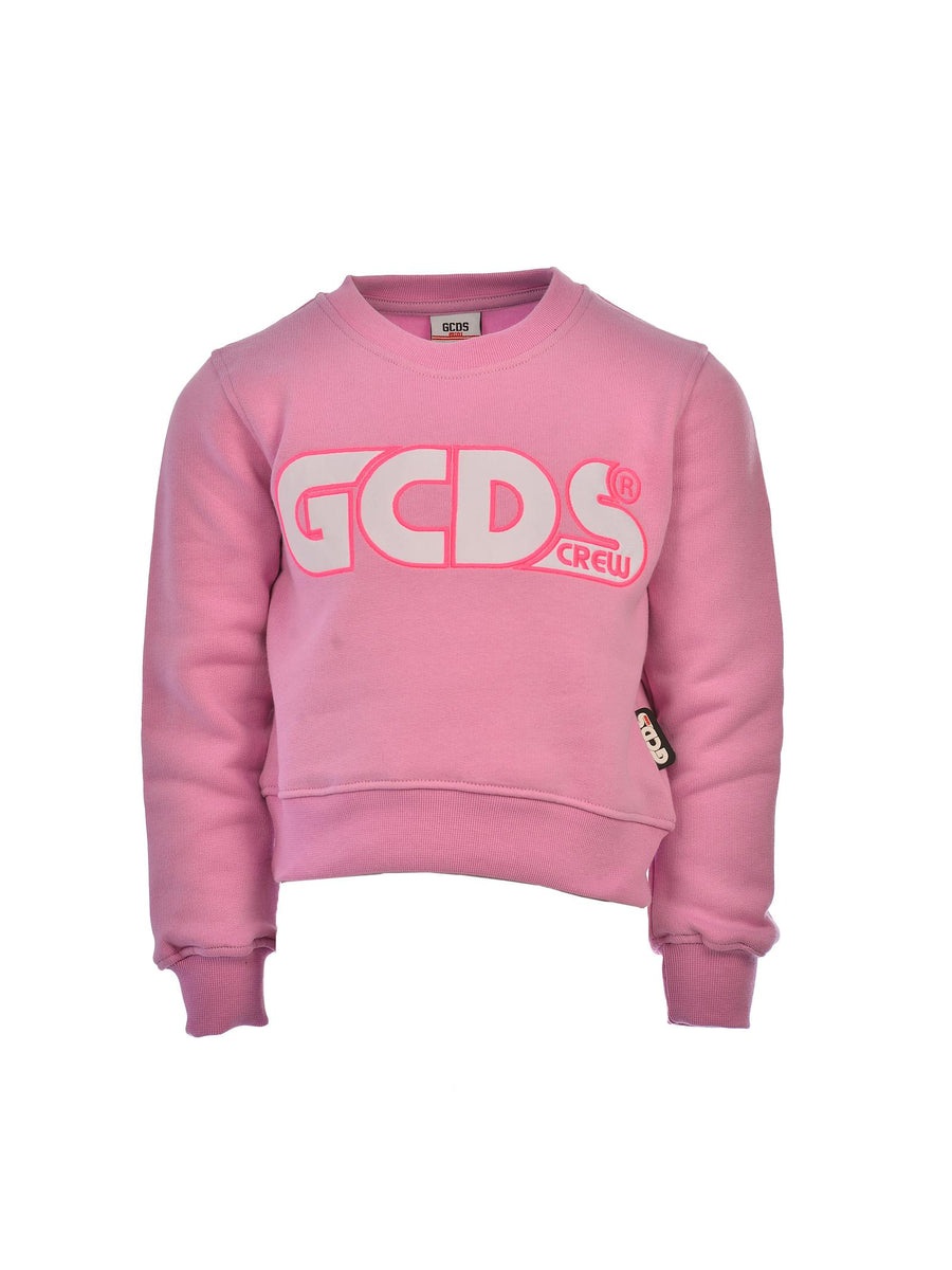 Felpa cropped lilla con ricamo 028653 LIL GCDS 