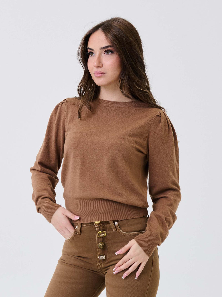 Maglione Armoire marrone con spalle arricciate R2221 CAMOSCIO Armoire 