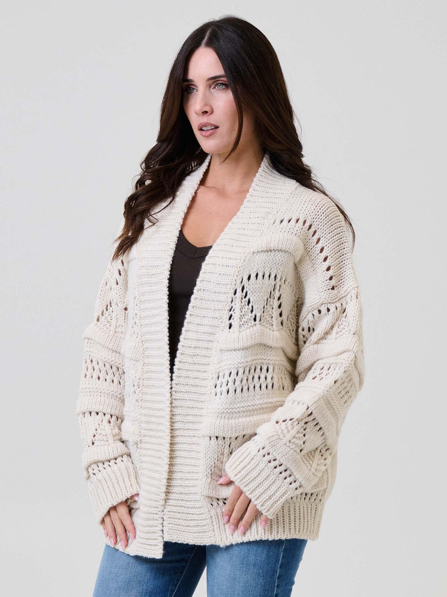Cardigan Vicolo bianco panna traforato 33047F PANNA Vicolo 