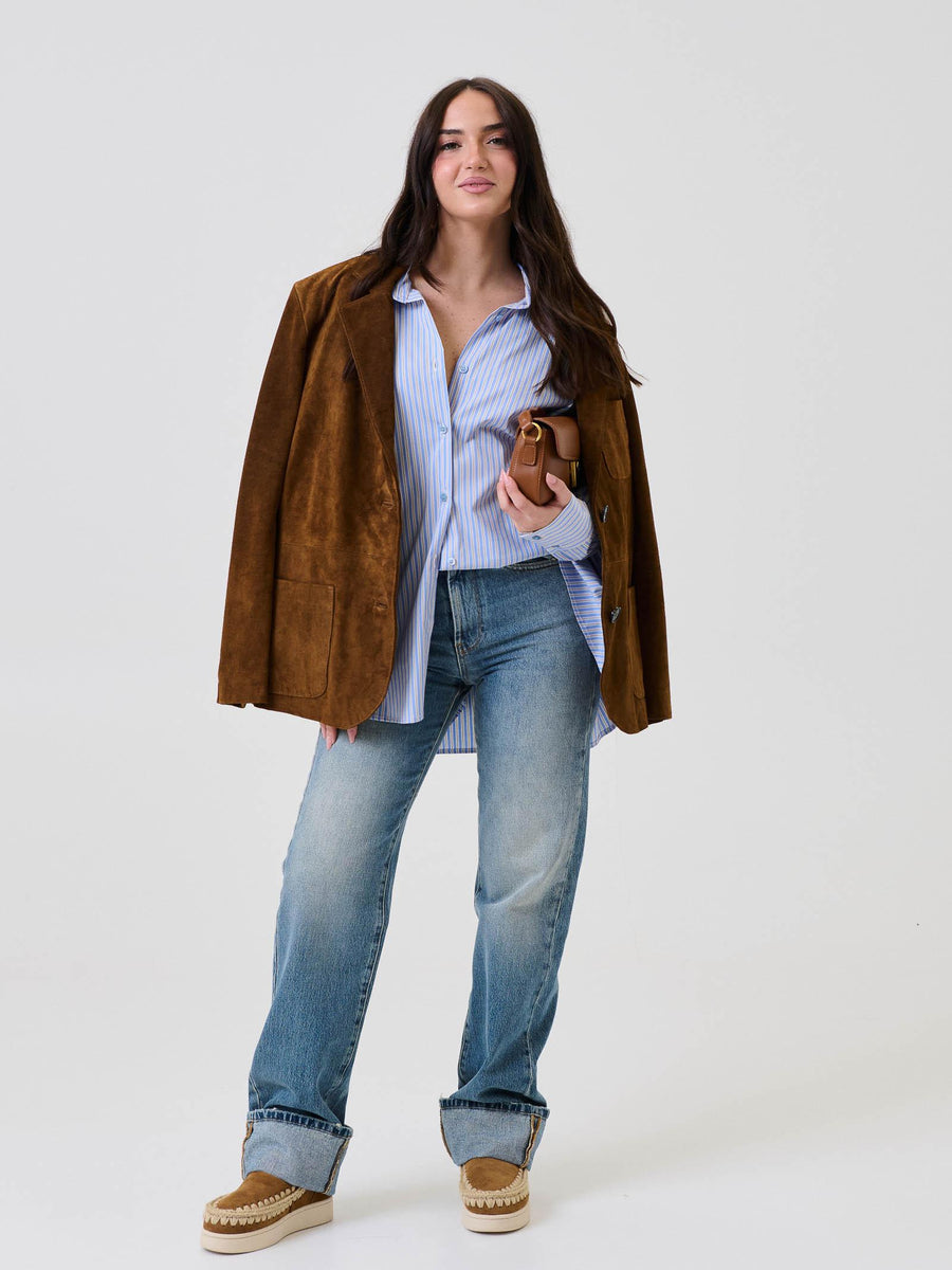 Giacca over Vicolo marrone in pelle scamosciata TF0268 FU66 Vicolo 