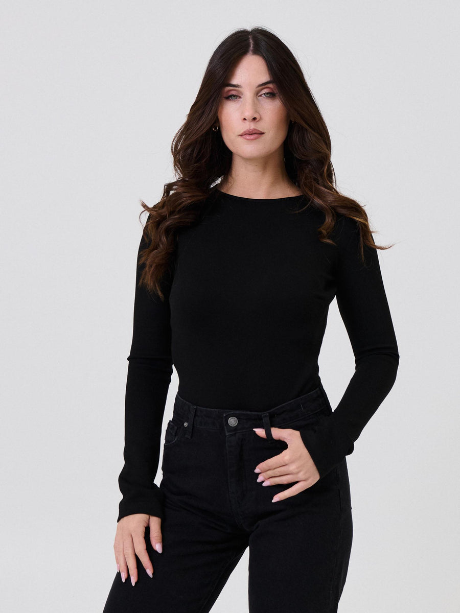 Body Bohemian Vì  nero con ampio scollo posteriore BHBO002 BLACK Bohemian V 