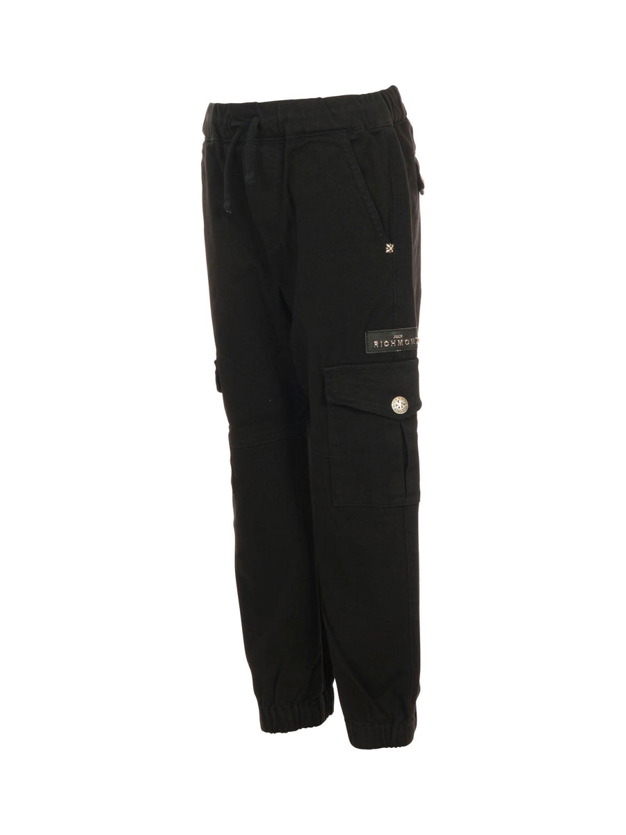 Pantalone cargo John Richmond nero con logo in rilievo RBA25090PA BLACK John Richmond 