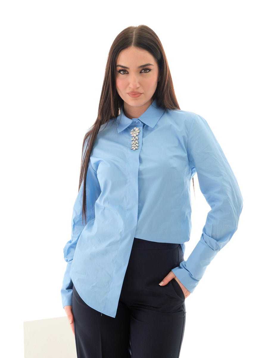 Camicia Imperial azzurra con dettagli gioiello CMS1JFP AZZURRO Imperial 