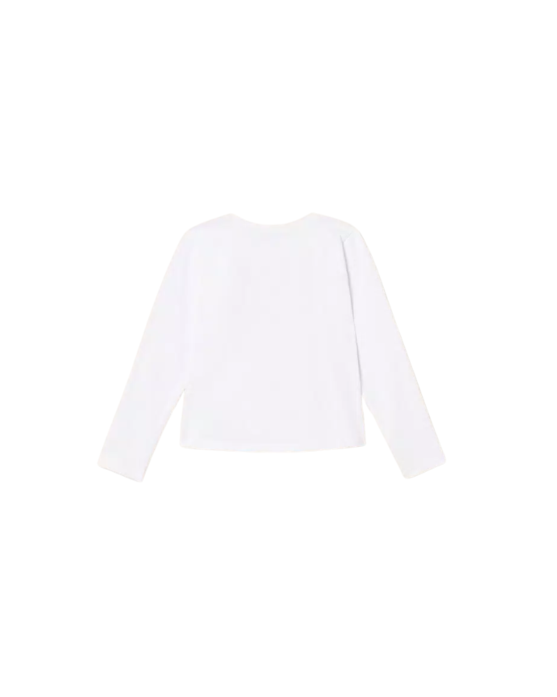 T-shirt a maniche lunghe Twinset bianca con stampa logo Oval T 252GJ2320 00526 Twinset 