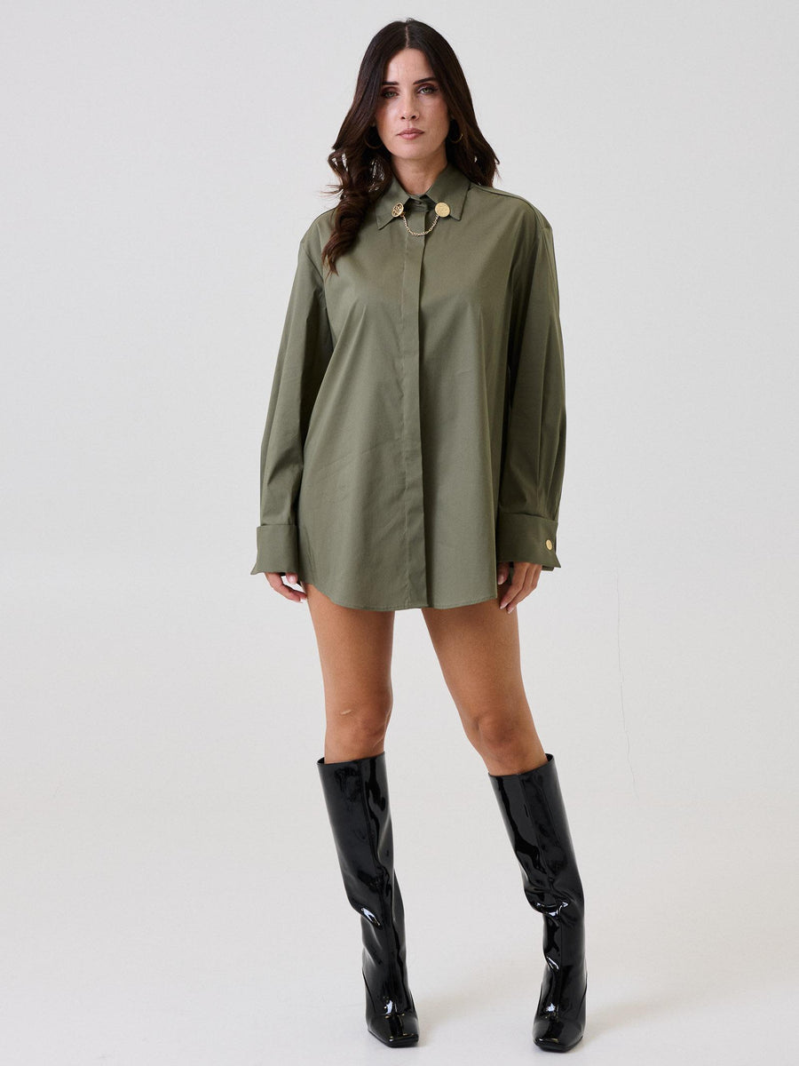 Camicia "sherlock" Silence Limited verde militare con clip gioiello CA7019 MILITARY Silence Limited 