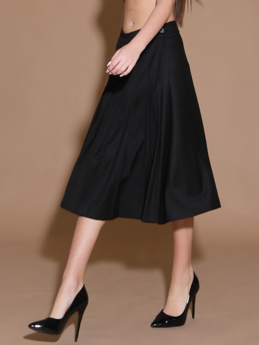 Gonna midi nera a pieghe TR1339 NERO Vicolo 