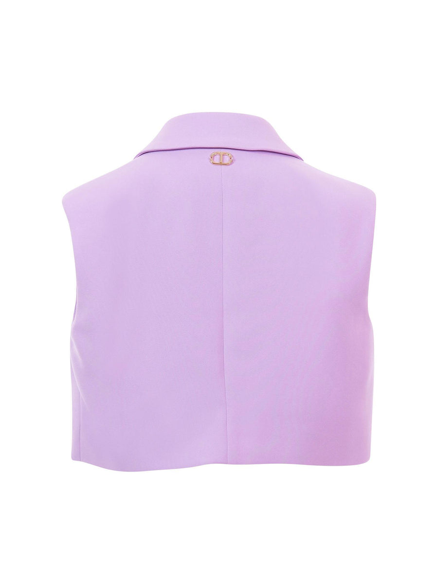 Gilet cropped Twinset lilla con revers 251GJ2QN6 11862 Twinset 
