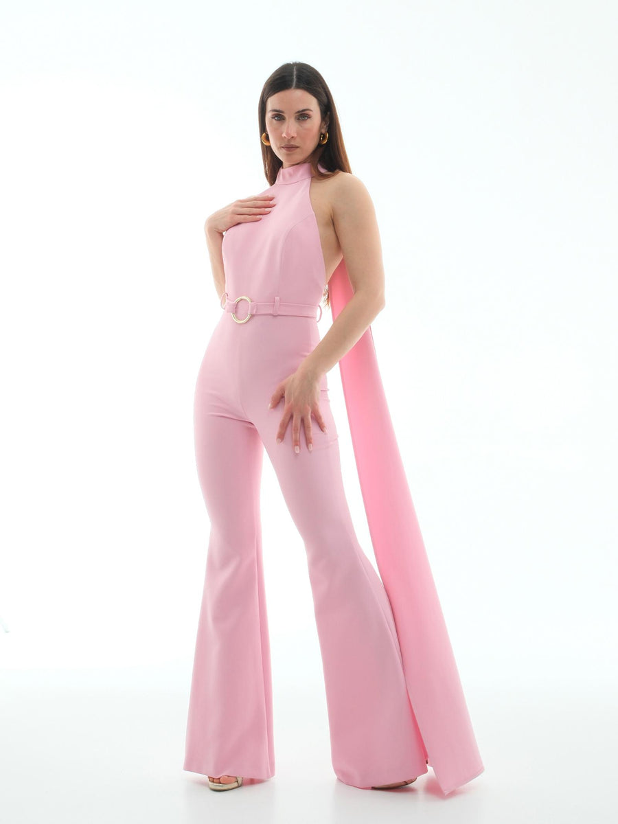 Jumpsuit Silence Limited rosa con cintura oro ad anello TU646 PINK Silence Limited 