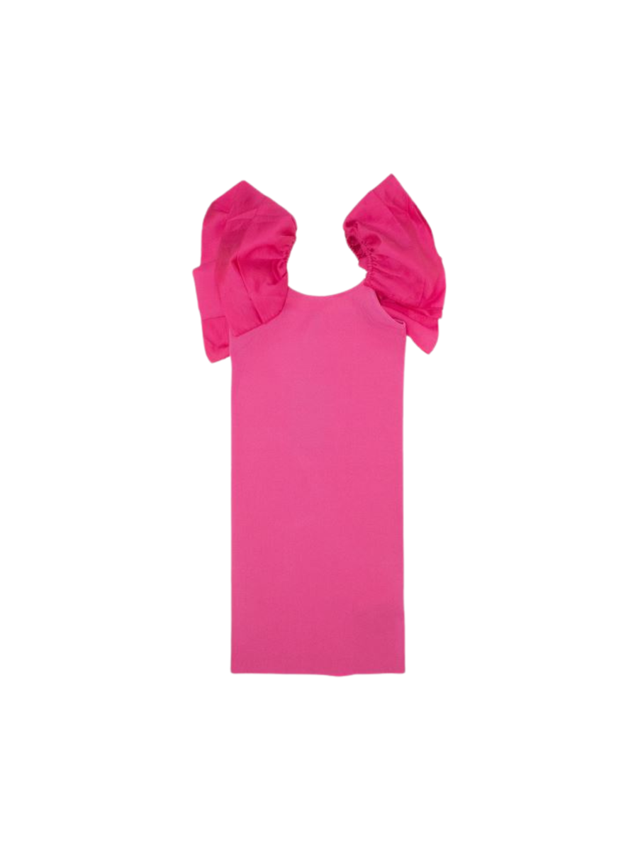 Abito fucsia manica ampia volant MG2652 FUX Manila Grace 