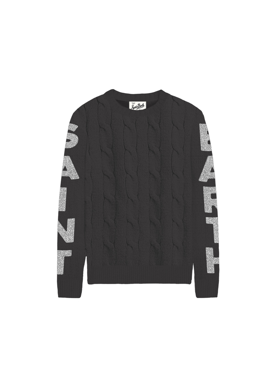 Maglione "10or" Saint Barth nero con logo sulle braccia MALM001 00976I MC2 SAINT BARTH 