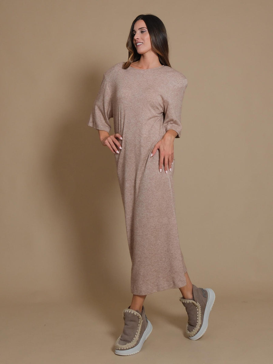 Abito Silence Limited marrone in maglia con spalline imbottite AB4068 BROWN Silence Limited 