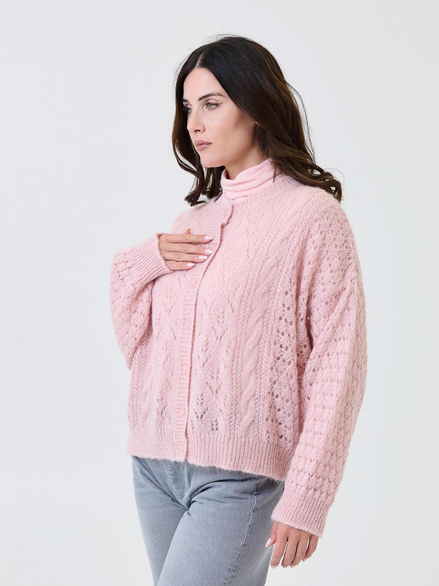 Cardigan traforato Kontatto rosa 3M0912C ROSA kontatto 