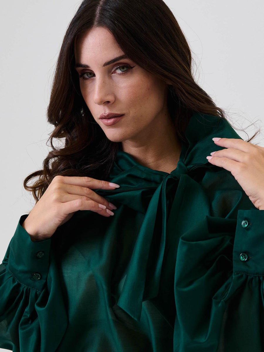 Blusa con fiocco Vicolo verde petrolio TF0488 PETROLIO Vicolo 