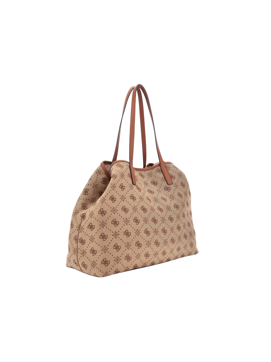 Borsa Guess beige con monogramma e pochette cuoio HWJP9654240 LTL Guess 