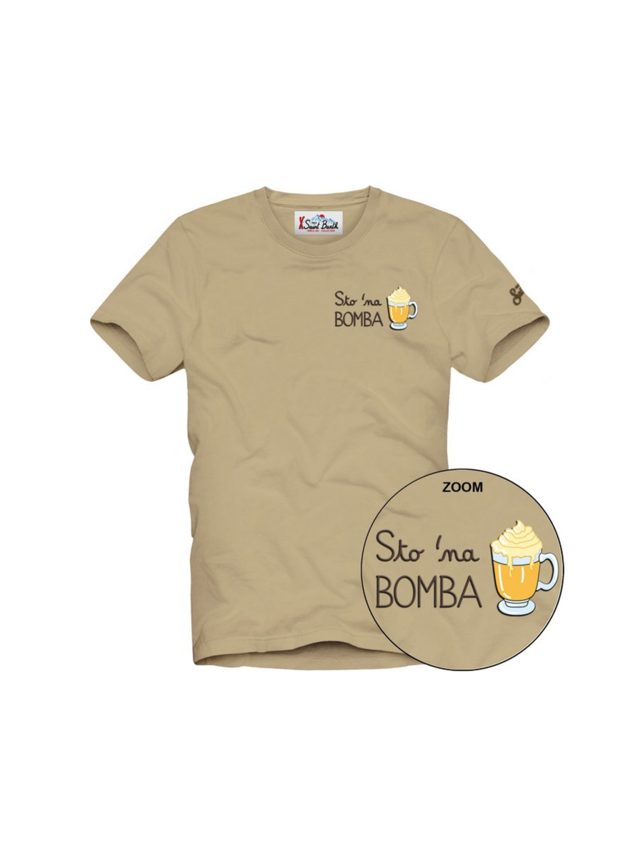 T-Shirt Saint Barth beige con stampa "Sto 'na bomba" ARN0001 03259I MC2 SAINT BARTH 