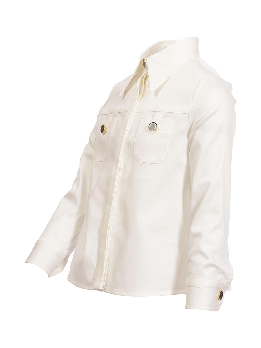 Camicia bianca con due tasche sul fronte CA165CA248 0016 Elisabetta Franchi 