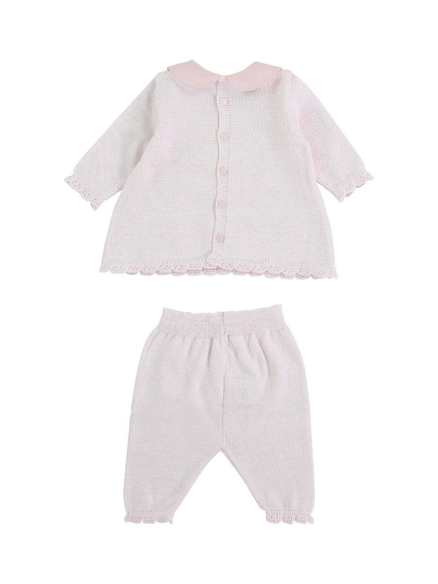 Completo a maglia rosa pastello con ricami circolari EP1919 306 Marlù 