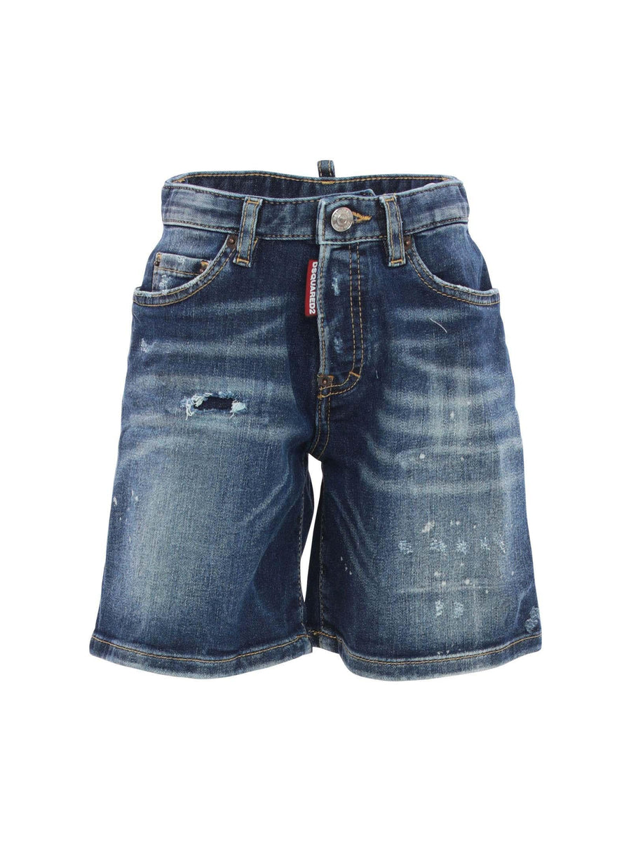 Bermuda in denim blu scuro con schiariture DQ0782 DQ01 Dsquared 