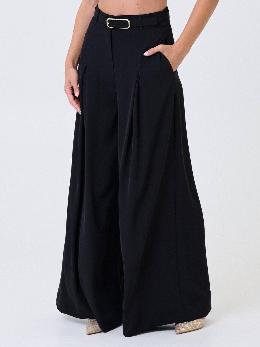 Pantalone ampio a vita alta Imperial nero con pinces e cintura PEZ3KHXC NERO Imperial 