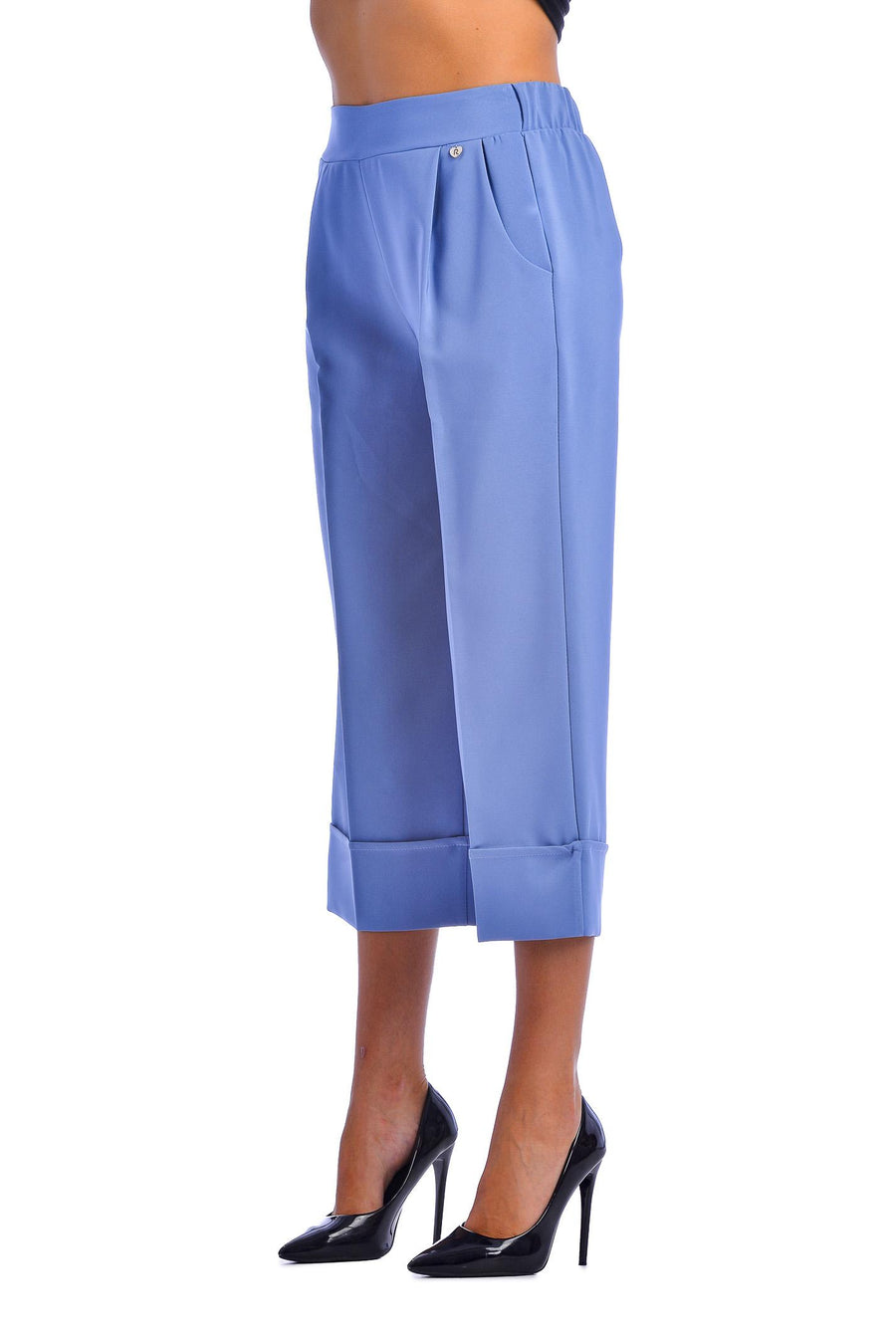 Pantalone cropped azzurro polvere CFC0103913003 B393 Rinascimento 