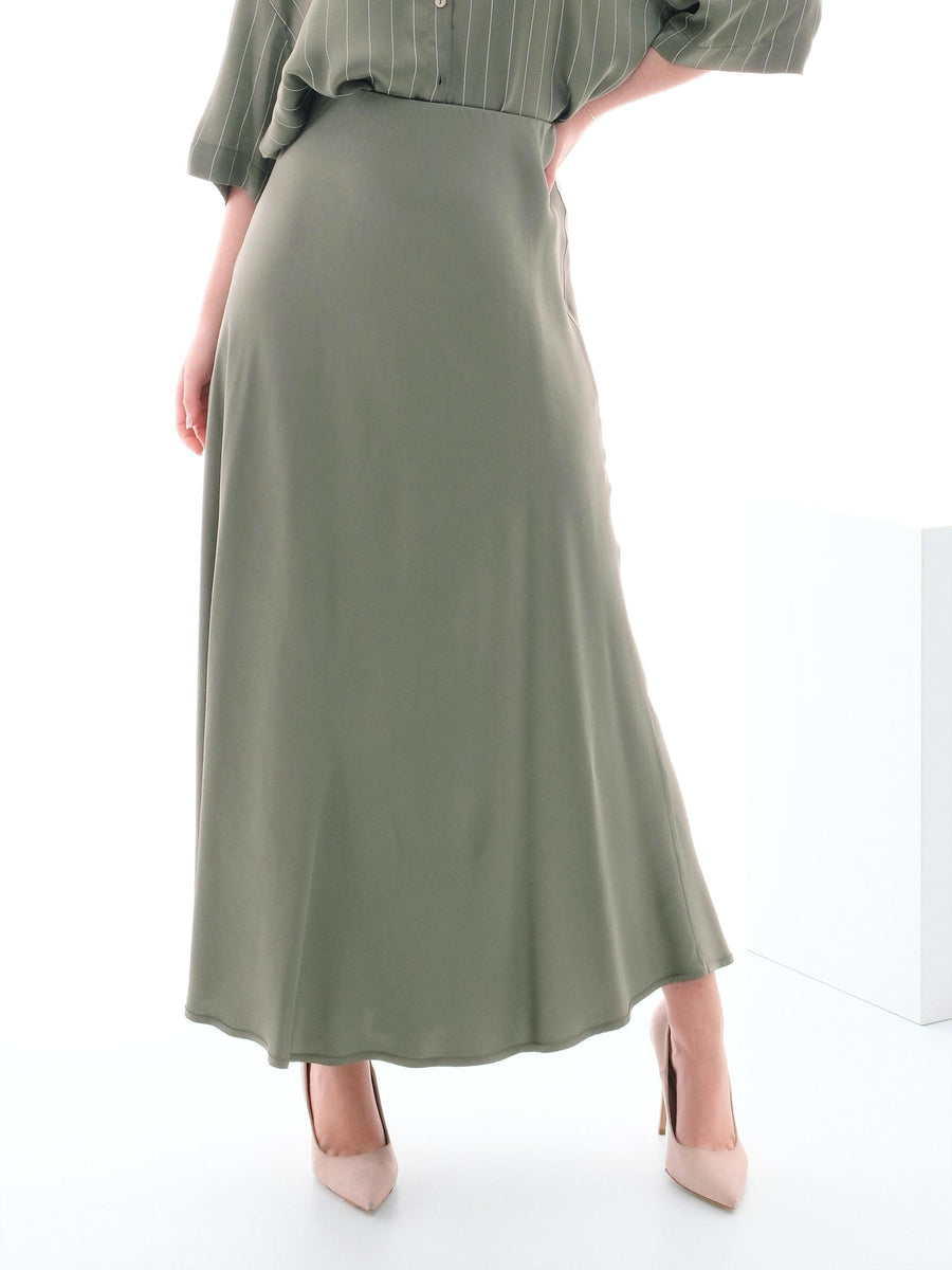 Gonna midi Armoire verde militare in raso FB952S MILITARE Armoire 