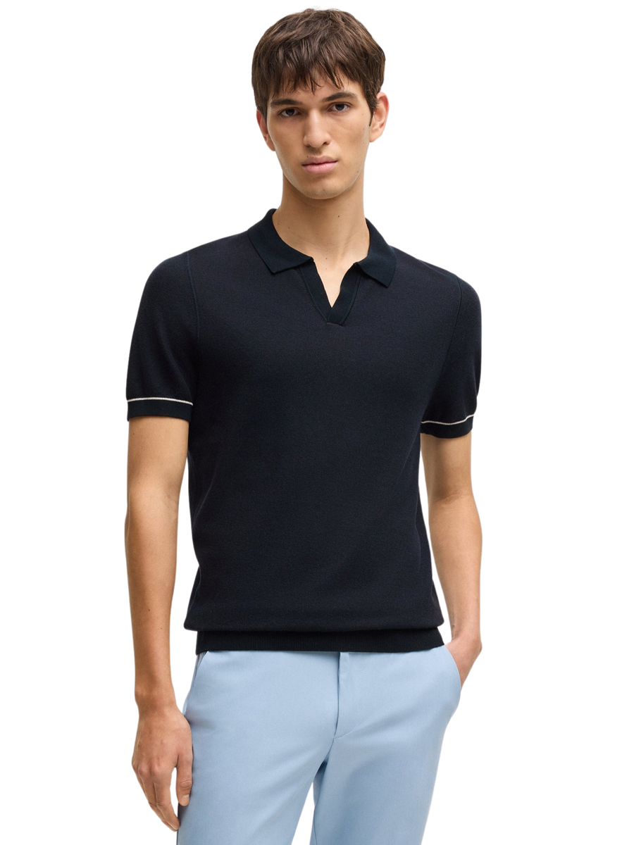 Polo Boss blu con colletto jhonny 50537654 404 Boss 