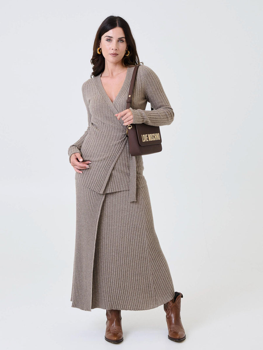 Gonna lunga Kontatto tortora con spacco 3M0955C TORTORA kontatto 