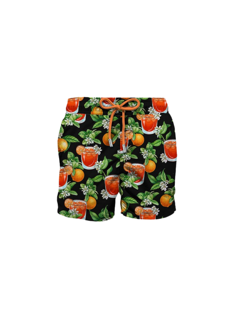 Costume MC2 Saint Barth "Gustavia" nero stampa cocktail e agrumi GUS0001 05493H MC2 SAINT BARTH 