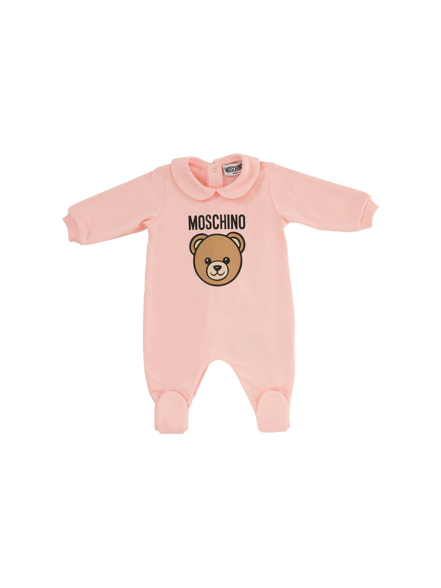 Tutina Moschino rosa con stampa teddy bear e logo lettering MUY08J 50209 Moschino 