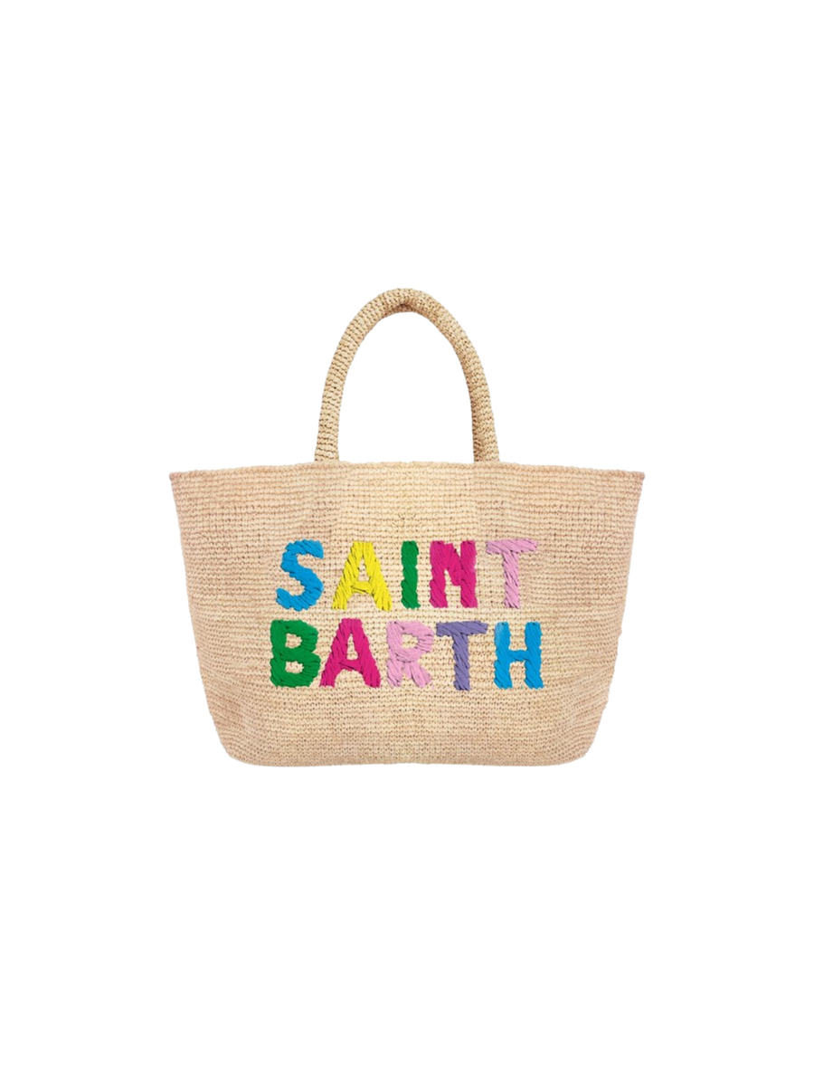 Borsa in rafia mini Saint Barth beige con logo arcobaleno RAFB003 03932H MC2 SAINT BARTH 