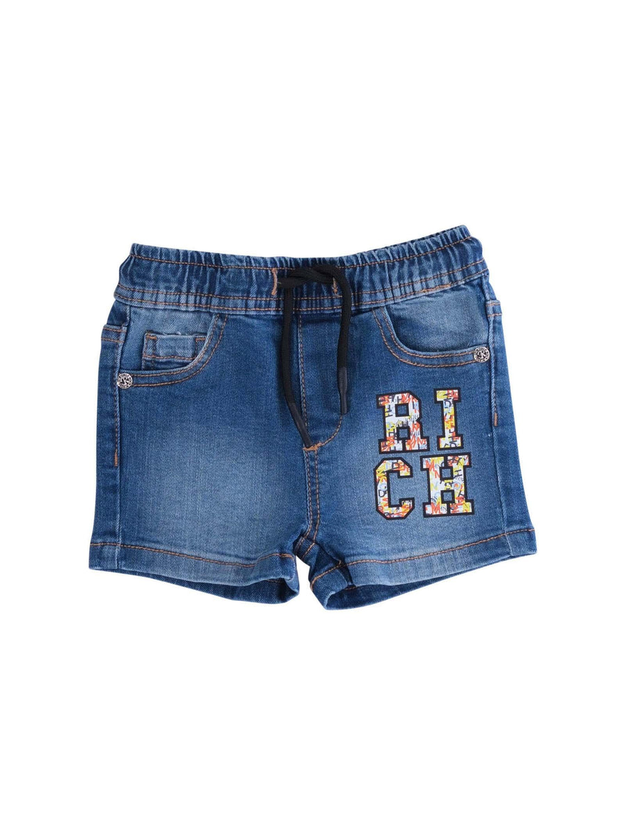 Shorts John Richmond blu con stampa logo multicolor RIP25048BE DENIM BLUE John Richmond 