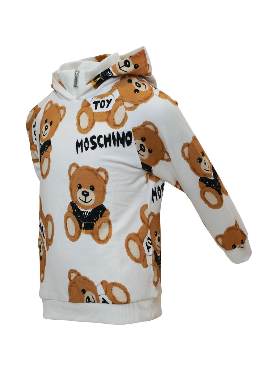 Felpa bianca con teddy all over HUF067LDB1A 82580 Moschino 