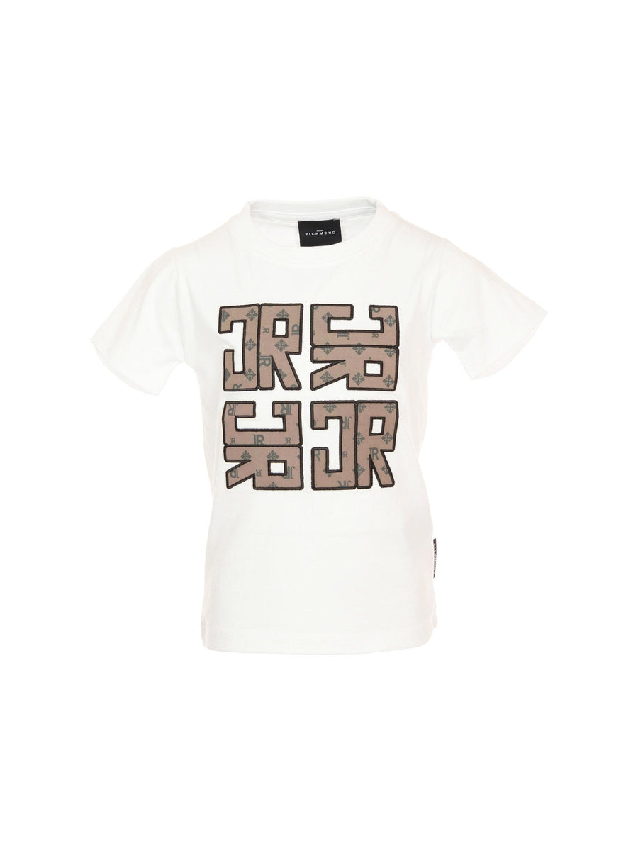 T-Shirt John Richmond bianca con stampa JR e dettagli ricamati RBA25098TS WHITE John Richmond 