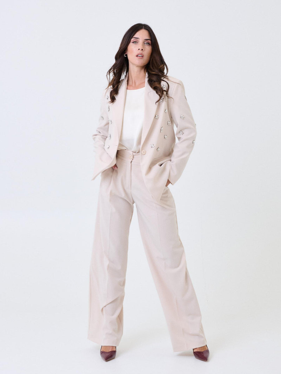 Giacca monopetto Haveone burro con applicazioni gioiello all over JGEP032 BURRO Haveone 