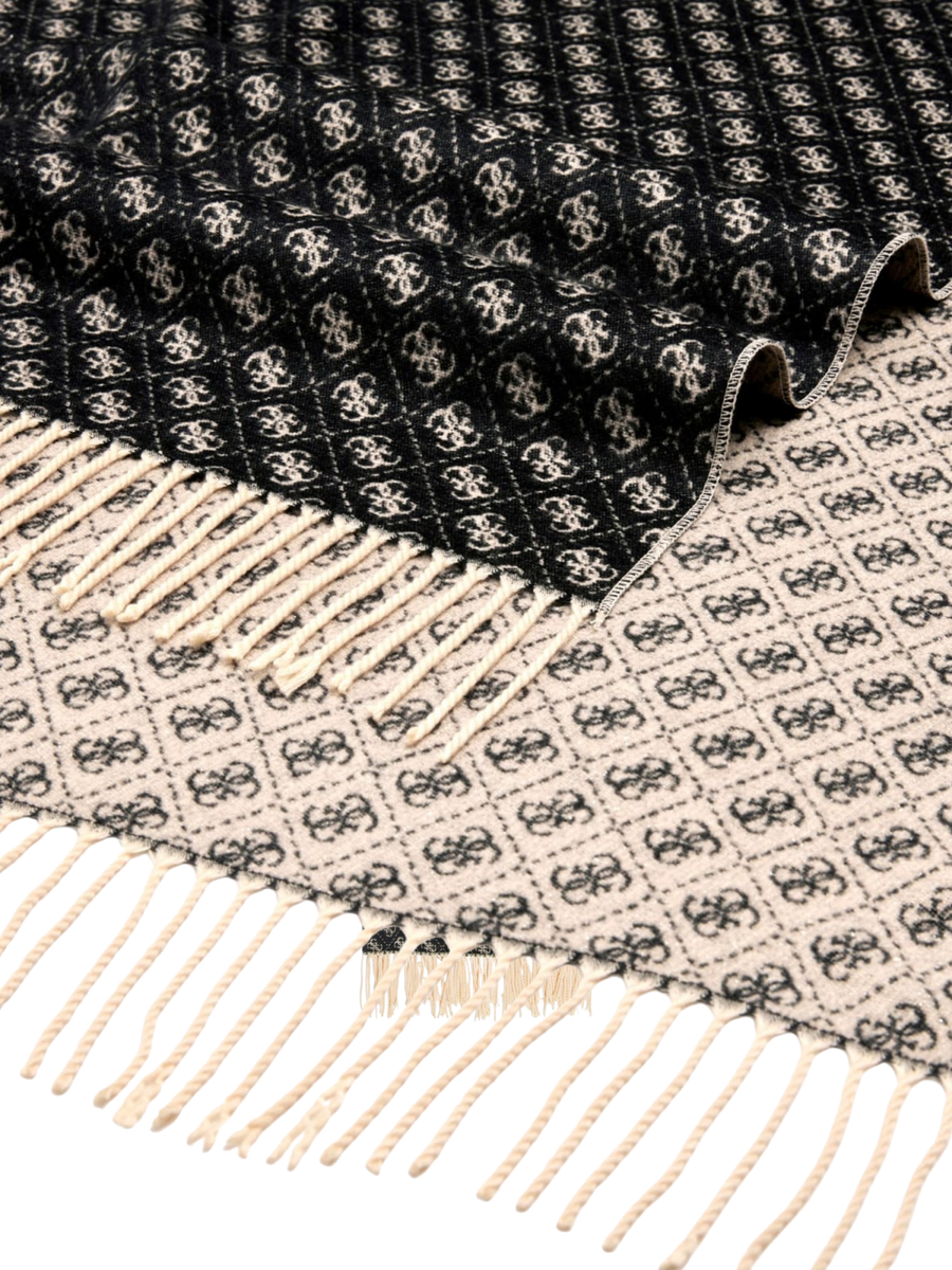 Sciarpa Guess nera e beige con motivo monogram all over AW5423POL03 BLA Guess 