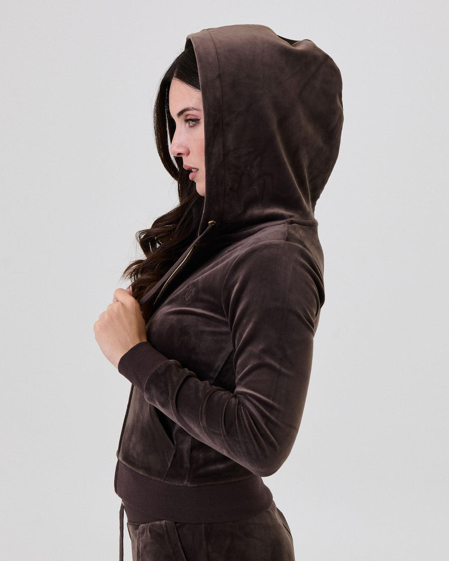 Felpa in velluto Juicy Couture moro con ricamo "JC" sul petto VEJB70294WPF JB7 Juicy Couture 