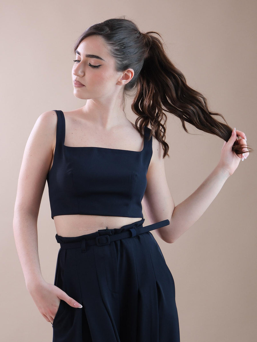 Crop top blu con scollo quadrato e spalline RFW8HGC BLU Imperial 