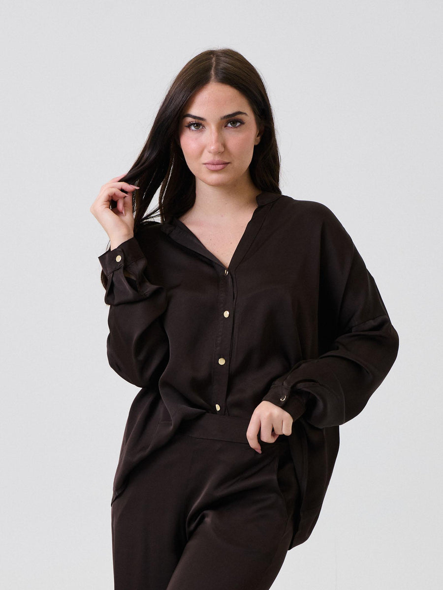 Camicia satinata Armoire marrone scuro F9240C22R MOKA Armoire 