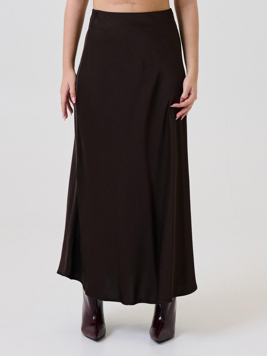 Gonna midi Armoire marrone scuro in raso FB952B22R MOKA Armoire 