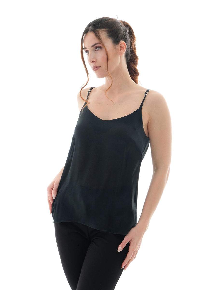 Top Silence Limited nero in raso BOU829GRACE NERO Silence Limited 