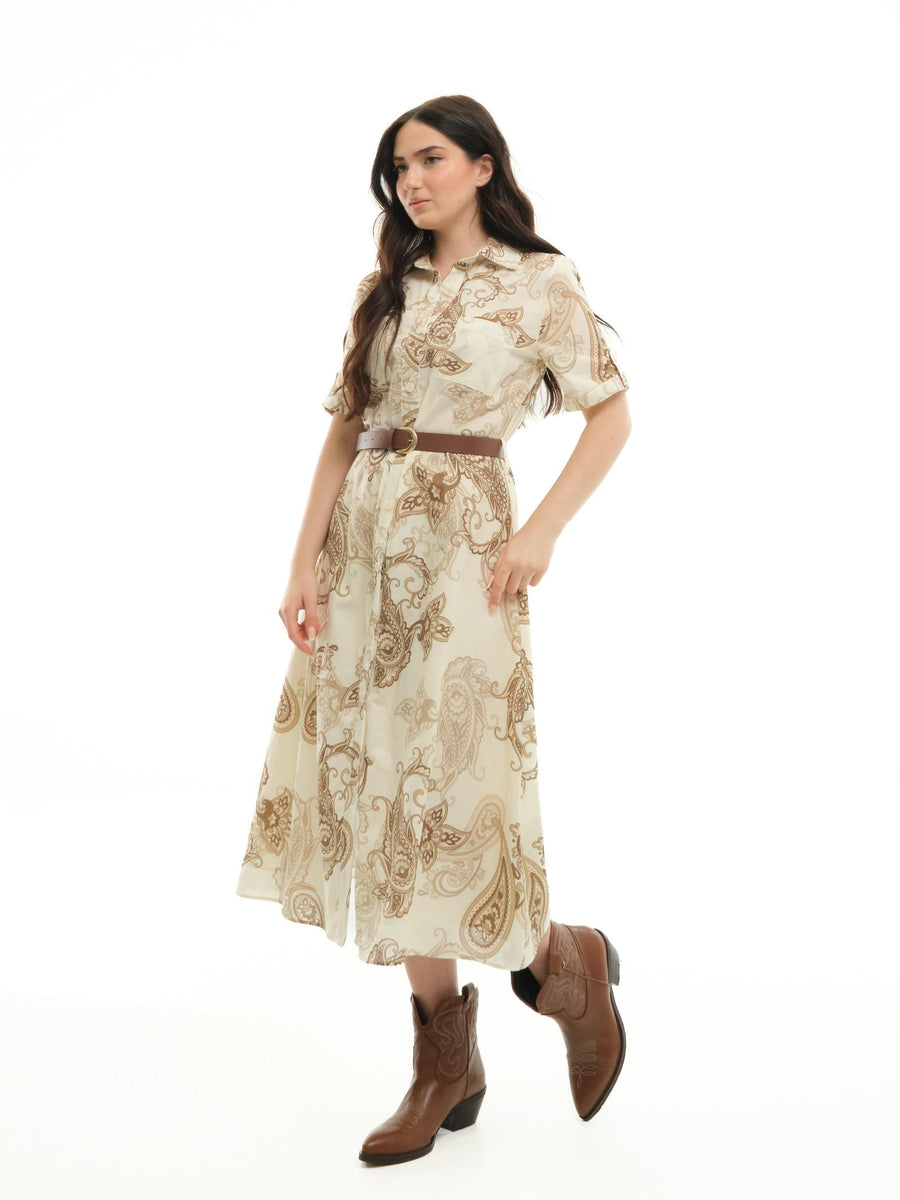 Abito chemisier Armoire bianco con cinturino marrone AB1265 BIANCO Armoire 