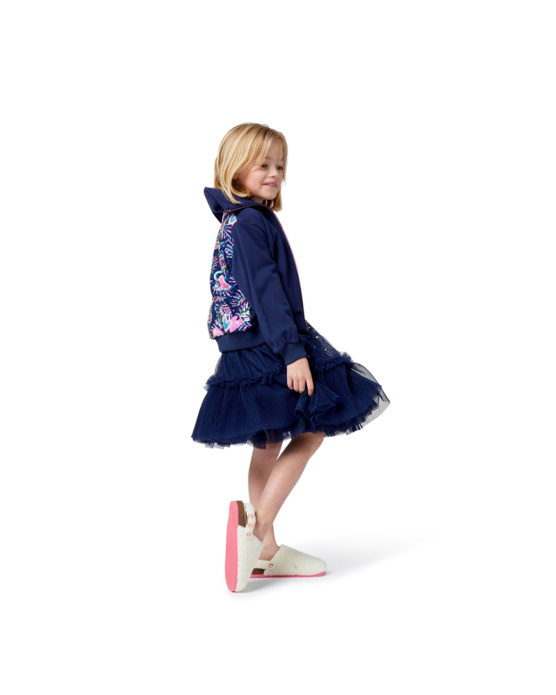 Felpa Billie Blush blu navy con retro glitter e cuori multicolor U21605 85T Billie Blush 