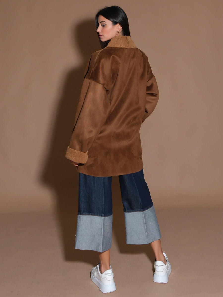 Cappotto montone marrone in ecopelliccia SDBO8001 UNI Bohemian V 
