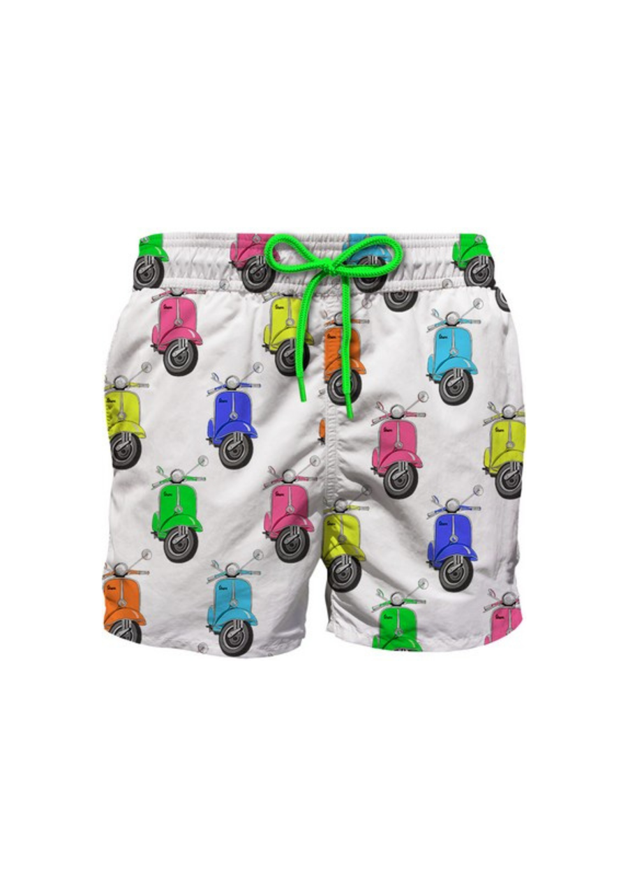 Costume shorts bianco fantasia Vespa multicolor JEA0004 03165F MC2 SAINT BARTH 