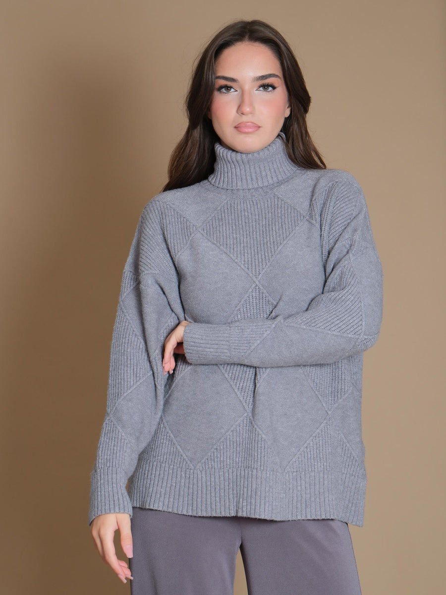 Maglione Armoire collo alto con dettagli a rombi grigio perla 5R673 GRIGIOPERLA Armoire 