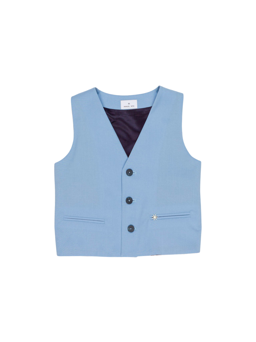Gilet Manuel Ritz azzurro con dettaglio su tasca MR2892 AZZURRO Manuel Ritz 