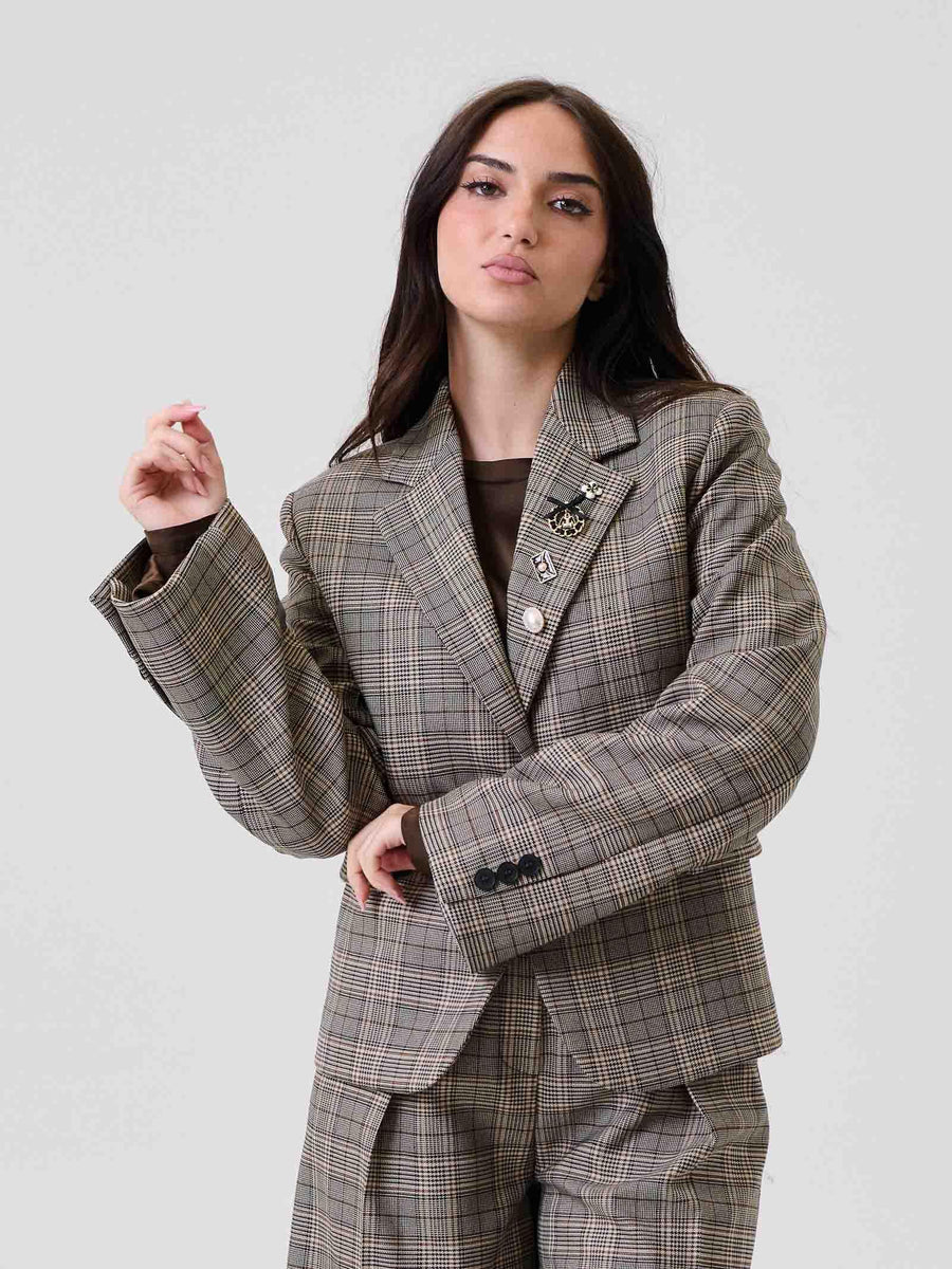 Blazer oversize Vicolo moro cropped a quadri TF1164 GRIGIO Vicolo 
