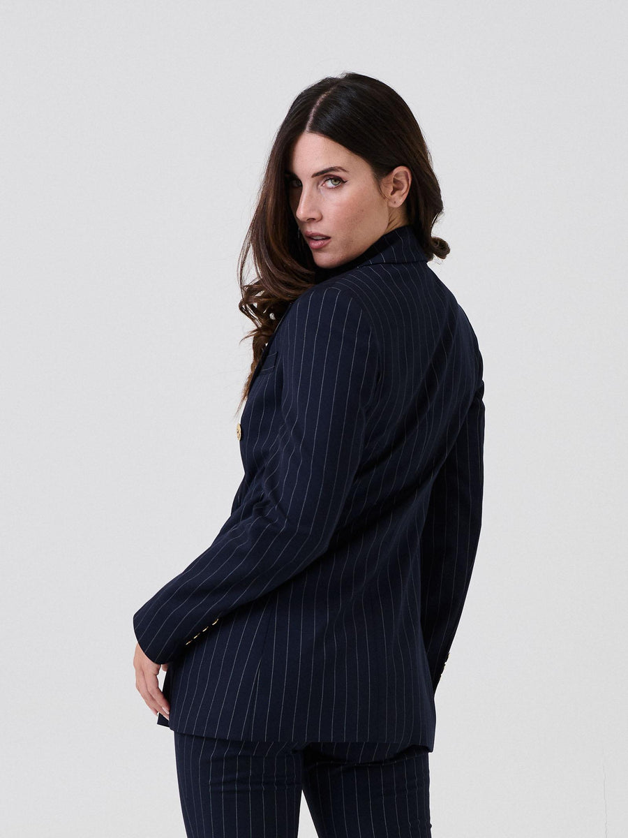 Giacca doppiopetto Silence Limited blu navy a righe SD5065 NAVY Silence Limited 